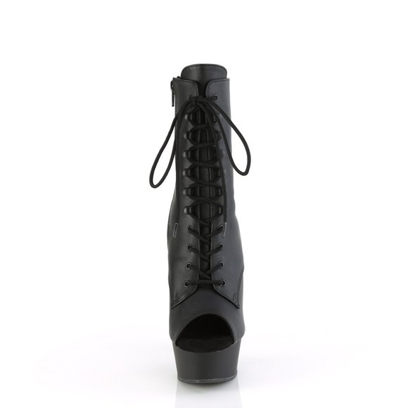 Pleaser Delight 1021 Black PU Leather Platform Ankle Boots High Heels - Picture 4 of 5